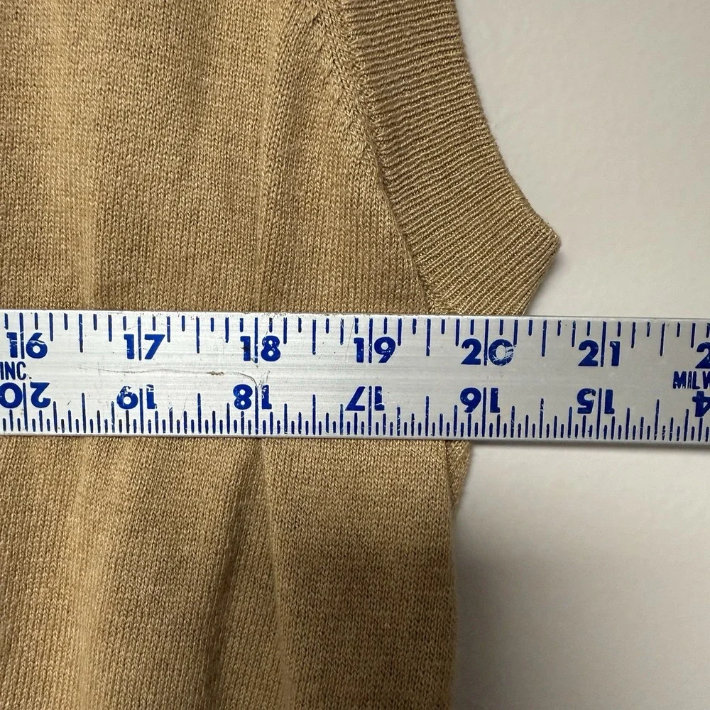 Mens Paul Fredrick Preppy Classic Merino‎ Wool Cardigan Vest Beige XL